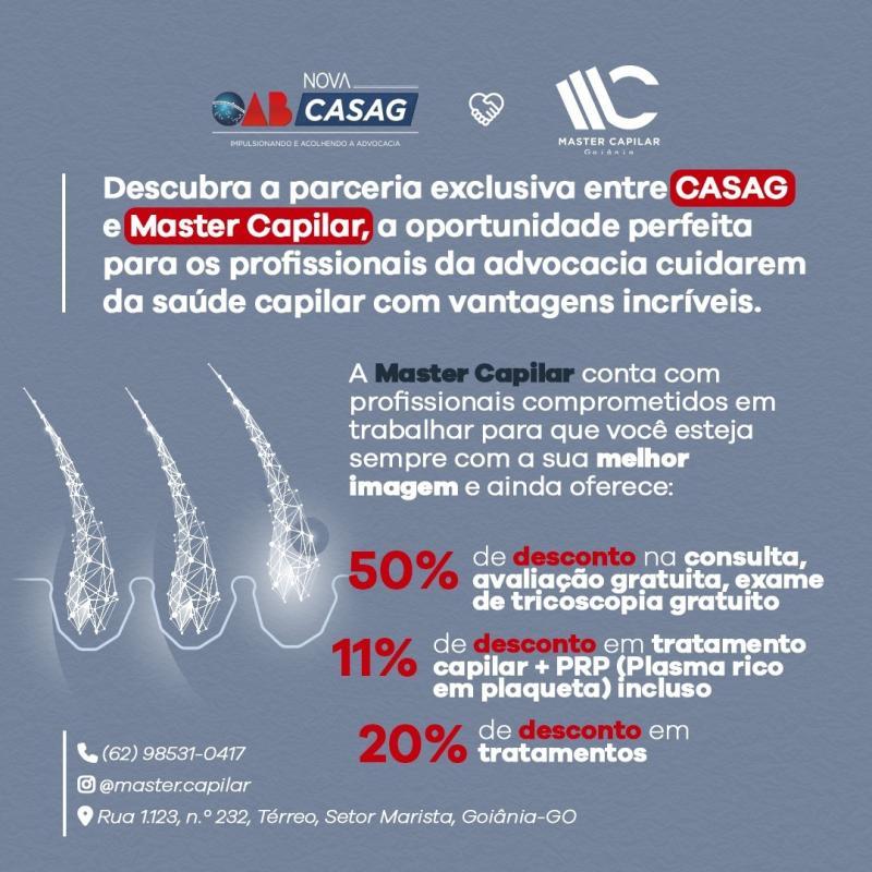 Casag fecha parceria com Master Capilar com descontos de até 50% para advocacia